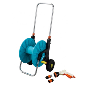 Outdoor Plastic Water Hose Reel Cart with Storage